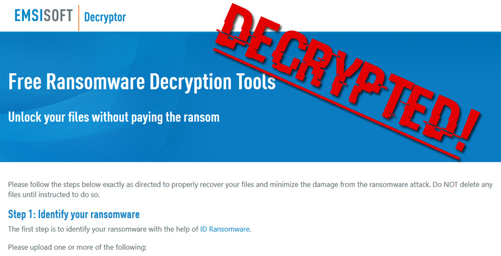 emsisoft release decryption tool